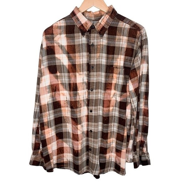Franklin Flannels unisex upcycled vintage plaid flannel size large - Picture 1 of 5